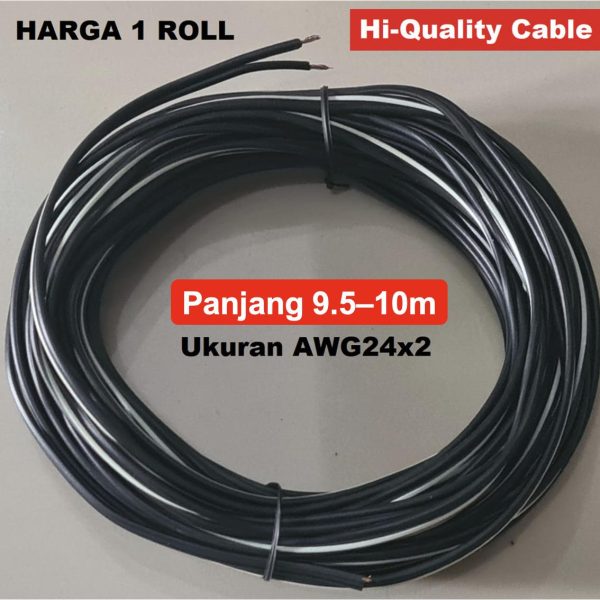 Kabel Listrik Serabut Tembaga Roll Panjang 10m 2x24 AWG-24 AC/DC LED
