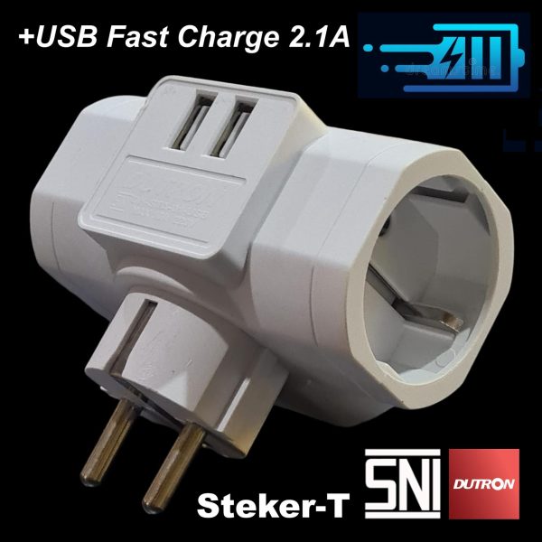 Steker T Tee USB Fast Charger Colokan Cabang Listrik SNI AC Socket Stop Kontak Soket Arde