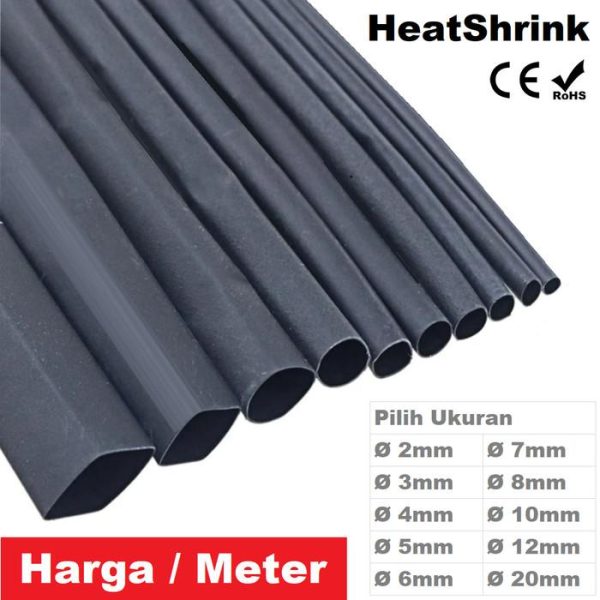 Heatshrink Isolasi Selang Bakar Heat Shrink 2 3 4 5 6 7 8 10 12 20 mm